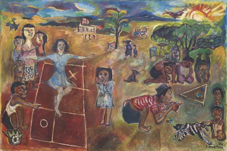 Sudjana Kerton (Indonesian, 1922–1994), Anak-Anak Bermain (Children at Play) , 1989. Oil on canvas.